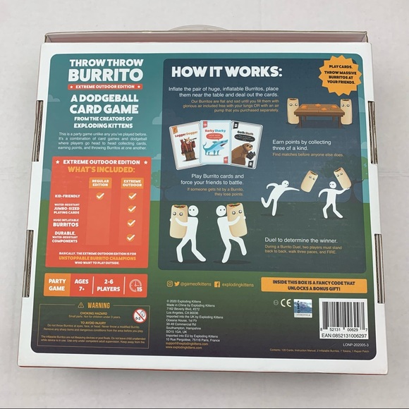 Throw Throw Burrito Extreme Outdoor Dodgeball Party Card Game Exploding Kittens - Picture 7 of 8